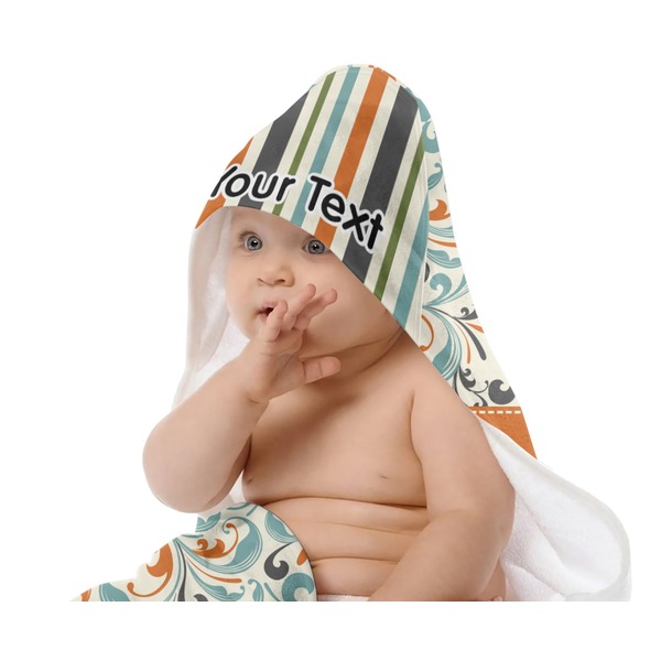 Orange Blue Swirls & Stripes Baby Hooded Towel on Child