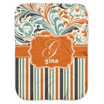 Orange Blue Swirls & Stripes Baby Swaddling Blanket (Personalized)