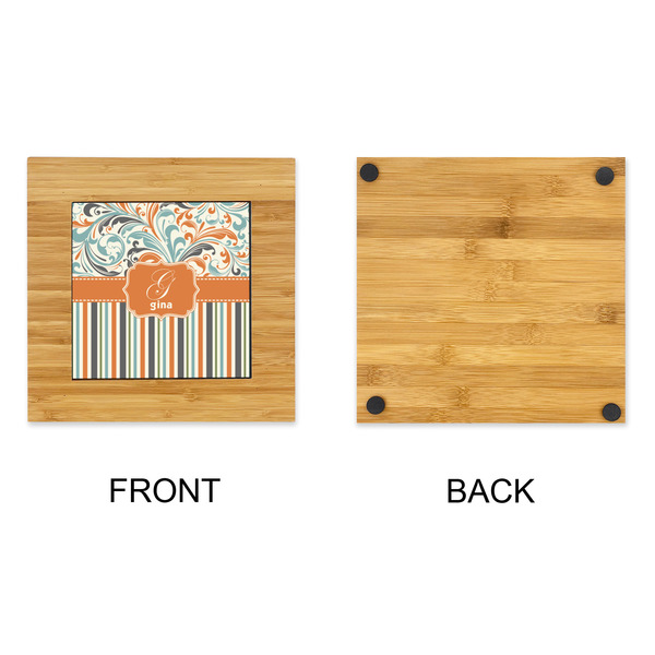 Orange Blue Swirls & Stripes Bamboo Trivet with 6" Tile - APPROVAL