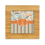 Orange Blue Swirls & Stripes Bamboo Trivet with Ceramic Tile Insert (Personalized)