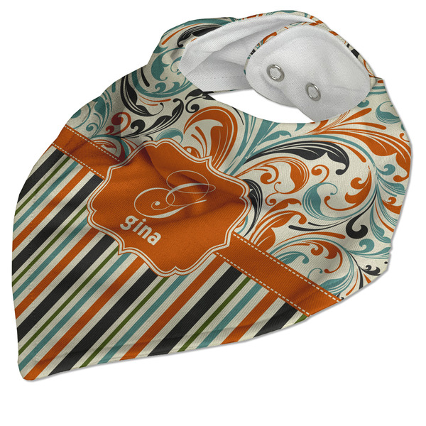 Orange Blue Swirls & Stripes Bandana Closed