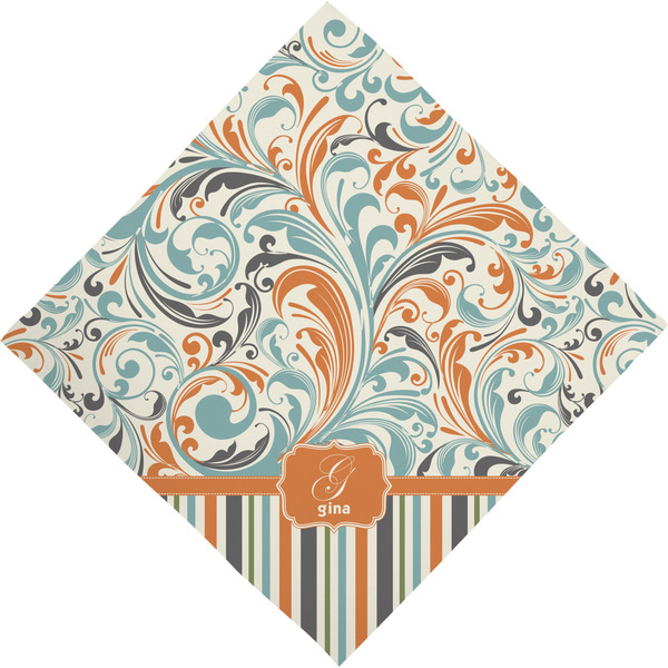 Orange Blue Swirls & Stripes Bandana - Full View