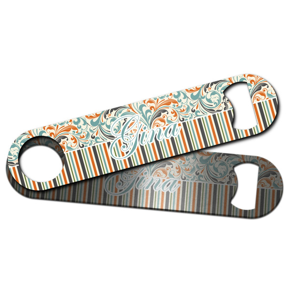Orange Blue Swirls & Stripes Bar Bottle Opener - Main