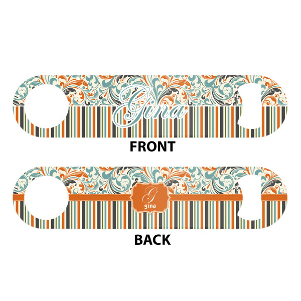 Orange Blue Swirls & Stripes Bar Bottle Opener - White - Approval