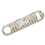 Orange Blue Swirls & Stripes Bar Bottle Opener w/ Name and Initial