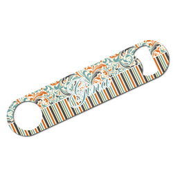 Orange Blue Swirls & Stripes Bar Bottle Opener w/ Name and Initial
