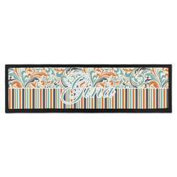 Orange Blue Swirls & Stripes Bar Mat (Personalized)