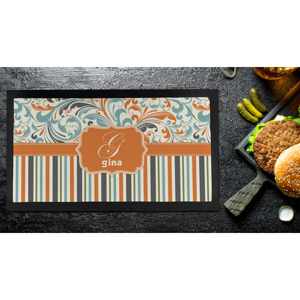 Orange Blue Swirls & Stripes Bar Mat - Small - LIFESTYLE