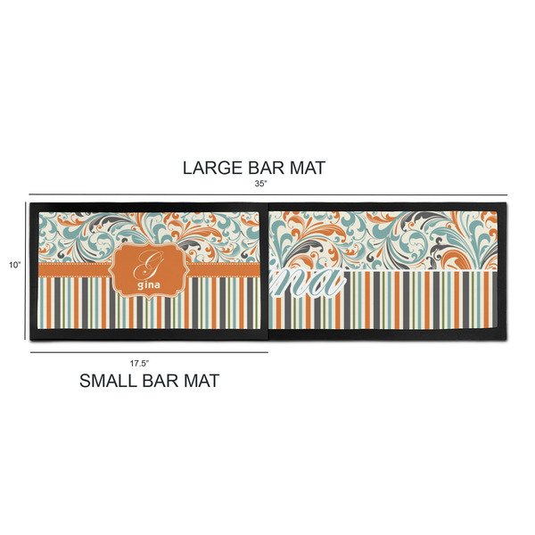 Orange Blue Swirls & Stripes Bar Mats - Sizing Chart