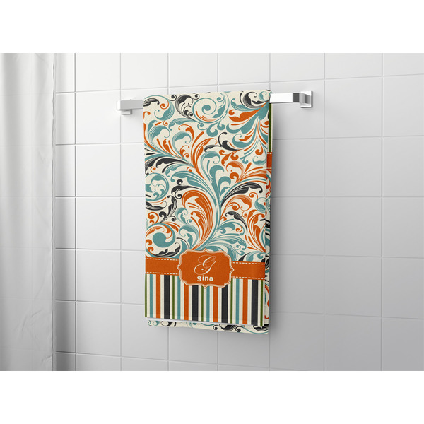 Orange Blue Swirls & Stripes Bath Towel - LIFESTYLE