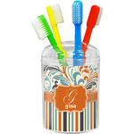 Orange Blue Swirls & Stripes Toothbrush Holder (Personalized)