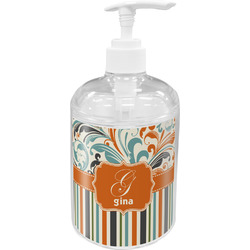Orange Blue Swirls & Stripes Acrylic Soap & Lotion Bottle (Personalized)