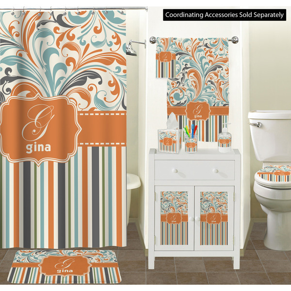 Orange Blue Swirls & Stripes Bathroom Scene