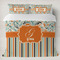 Orange Blue Swirls & Stripes Duvet Cover Set - King (Personalized)