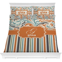 Orange Blue Swirls & Stripes Comforters (Personalized)