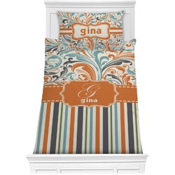 Orange Blue Swirls & Stripes Comforter Set - Twin (Personalized)