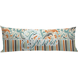 Orange Blue Swirls & Stripes Body Pillow Case (Personalized)
