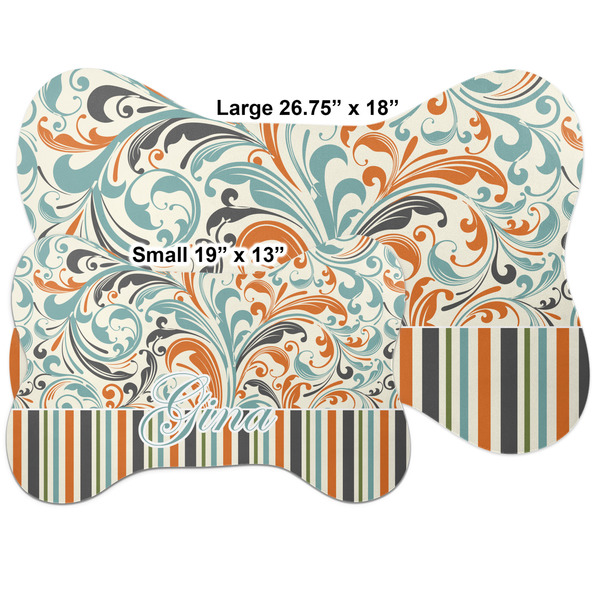 Orange Blue Swirls & Stripes Bone Shaped Mat Comparison