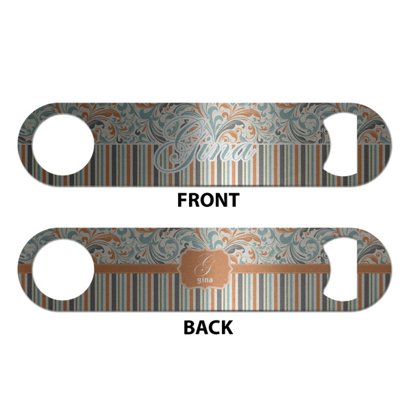 Orange Blue Swirls & Stripes Bottle Opener - Front & Back