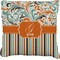 Orange Blue Swirls & Stripes Burlap Pillow 18"