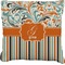 Orange Blue Swirls & Stripes Faux-Linen Throw Pillow 18" (Personalized)