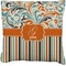 Orange Blue Swirls & Stripes Burlap Pillow 22"