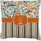 Orange Blue Swirls & Stripes Faux-Linen Throw Pillow 20" (Personalized)