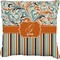 Orange Blue Swirls & Stripes Faux-Linen Throw Pillow 26" (Personalized)