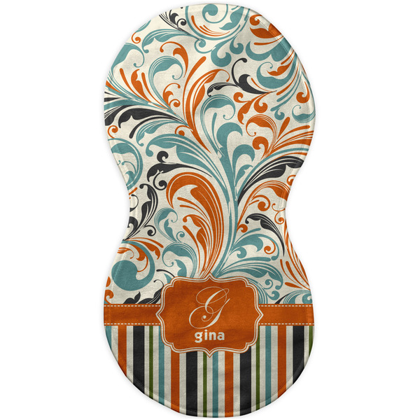 Orange Blue Swirls & Stripes Burp Peanut Shaped Flat