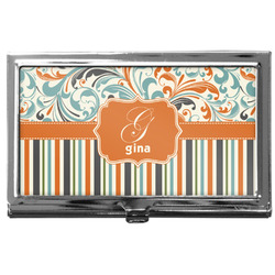 Orange Blue Swirls & Stripes Business Card Case