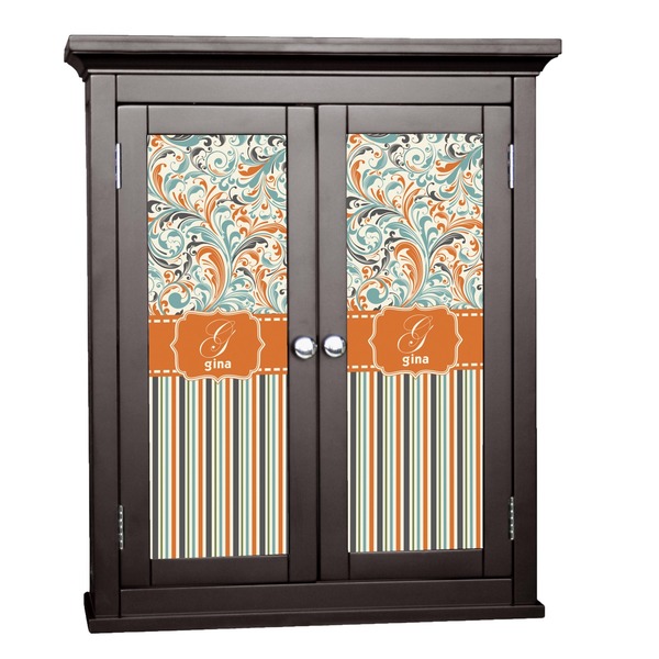Custom Orange Blue Swirls & Stripes Cabinet Decal - Medium (Personalized)