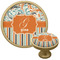 Orange Blue Swirls & Stripes Cabinet Knob - Gold (Personalized)