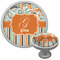Orange Blue Swirls & Stripes Cabinet Knob (Silver) (Personalized)