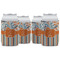 Orange Blue Swirls & Stripes Can Cooler (12 oz) - Set of 4 w/ Name and Initial
