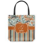 Orange Blue Swirls & Stripes Canvas Tote Bag - Large - 18"x18" (Personalized)