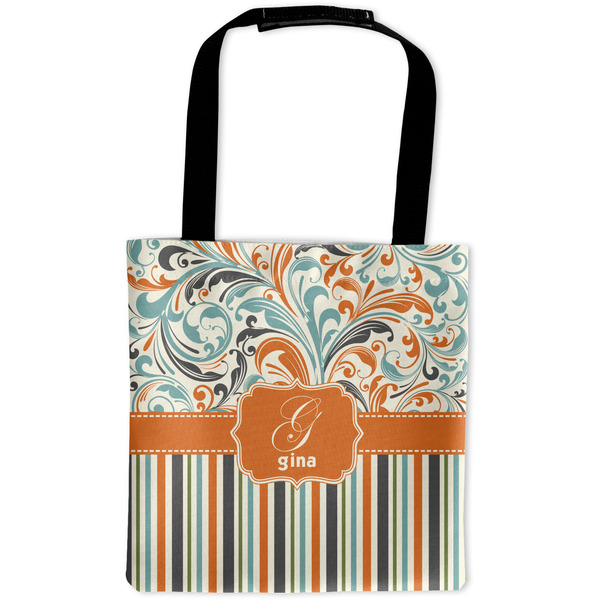Custom Orange Blue Swirls & Stripes Auto Back Seat Organizer Bag (Personalized)