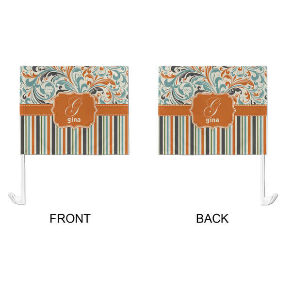 Orange Blue Swirls & Stripes Car Flag - Large - APPROVAL