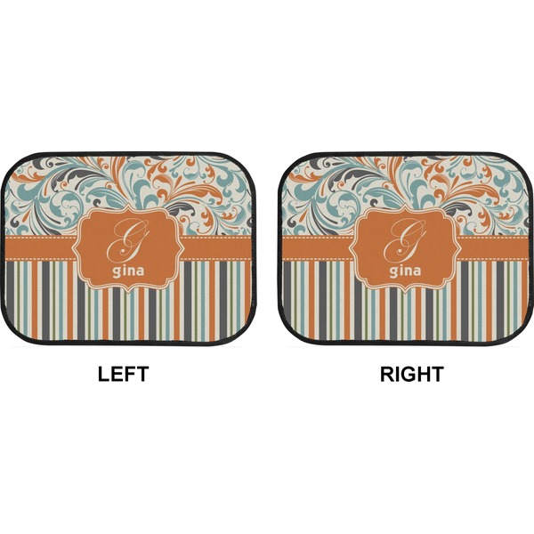 Orange Blue Swirls & Stripes Car Floor Mats (Back Seat) (Approval)