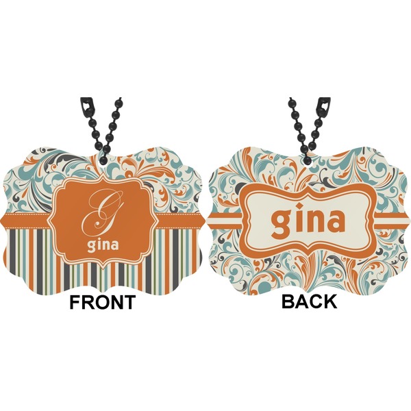 Orange Blue Swirls & Stripes Car Ornament (Approval)