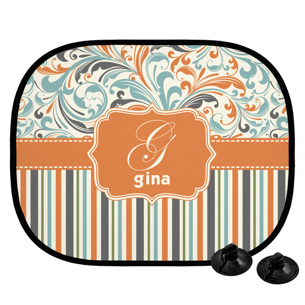 Custom Orange Blue Swirls & Stripes Car Side Window Sun Shade (Personalized)