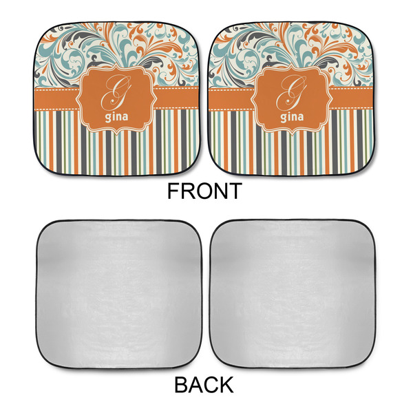 Orange Blue Swirls & Stripes Car Sun Shades - APPROVAL