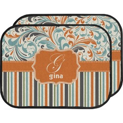 Orange Blue Swirls & Stripes Car Floor Mats (Back Seat) (Personalized)