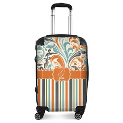 Orange Blue Swirls & Stripes Suitcase (Personalized)