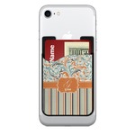 Orange Blue Swirls & Stripes 2-in-1 Cell Phone Credit Card Holder & Screen Cleaner (Personalized)