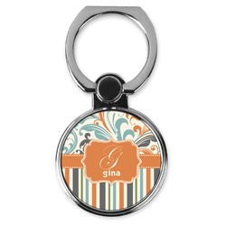 Orange Blue Swirls & Stripes Cell Phone Ring Stand & Holder (Personalized)