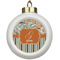 Orange Blue Swirls & Stripes Ceramic Ball Ornament (Personalized)