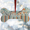 Orange Blue Swirls & Stripes Ceramic Dog Ornament w/ Name and Initial