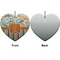 Orange Blue Swirls & Stripes Ceramic Flat Ornament - Heart Front & Back (APPROVAL)