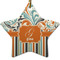 Orange Blue Swirls & Stripes Ceramic Flat Ornament - Star (Front)