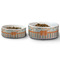 Orange Blue Swirls & Stripes Ceramic Dog Bowls - Size Comparison